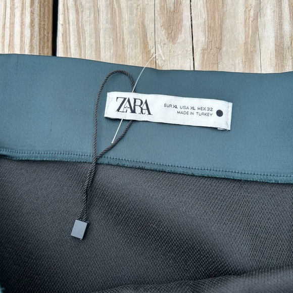 Zara Womens XL Dark Green Satin Mini Skirt Asymmetrical Blogger Fave - Picture 6 of 12